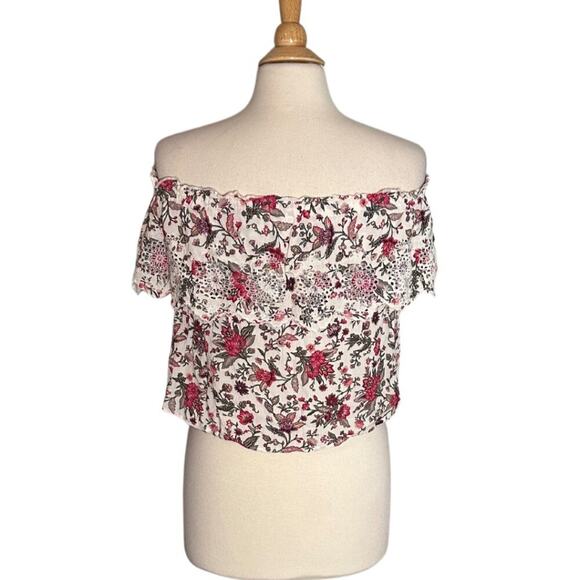 American Eagle Floral Off the Shoulder Floral Flowy Layered Boho Bohemian DDD10 - Picture 3 of 7